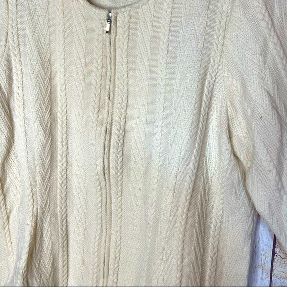 100% Merino Wool Zip Front Cardigan - Cream - Picture 4 of 7